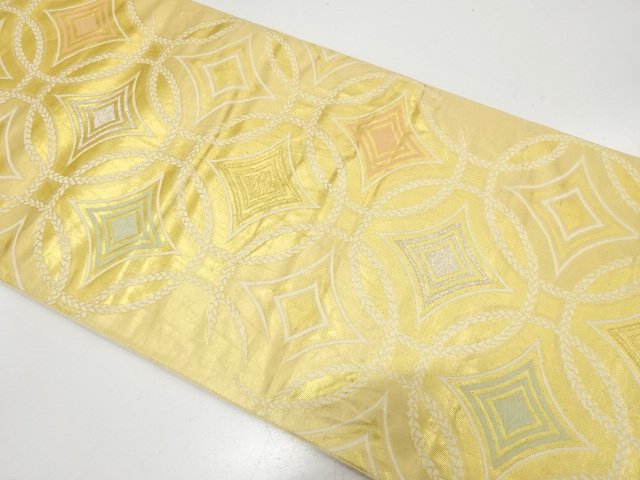 JAPANESE KIMONO / ANTIQUE FUKURO OBI / SILK / WOVEN SHIPPO PATTERN